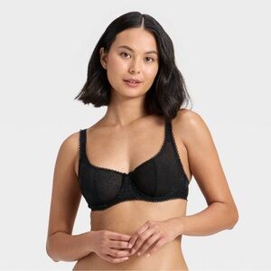 Wild Fable Lace Unlined Balconette Bra Black